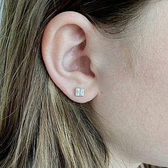 Alternative view of 5mm Square Clear CZ Crystals Studs Earrings Sterling Silver .925