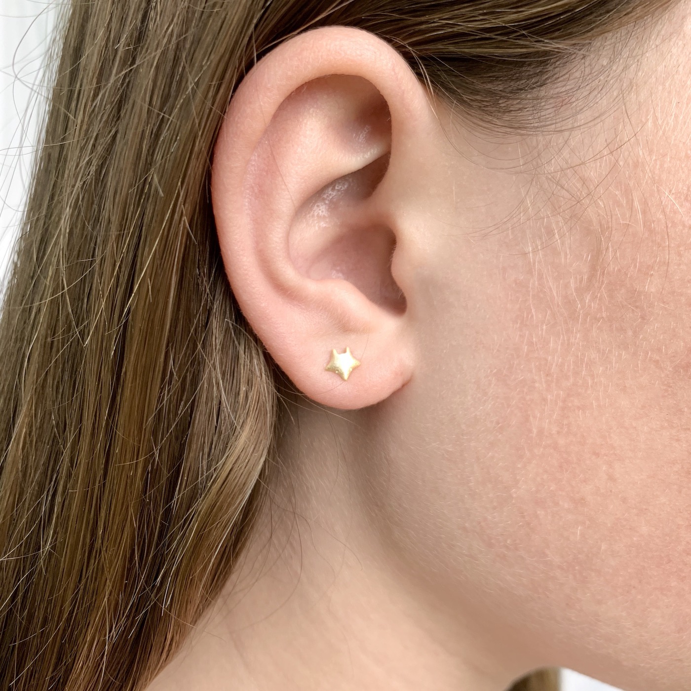 Star Fox Studs Earrings Brushed 14kt Gold Vermeille Amoracast - Image 2