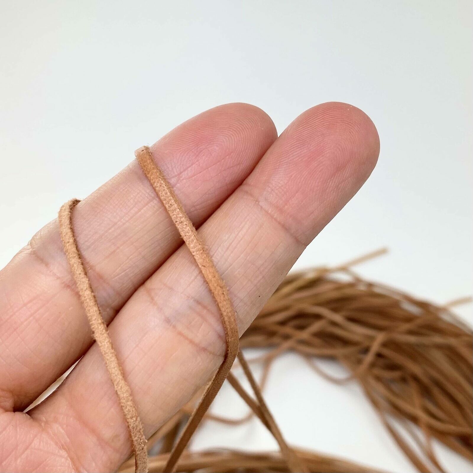 2mm Natural Tan Hand Cut Leather Strips - Norwegian Elk Hide - Image 2