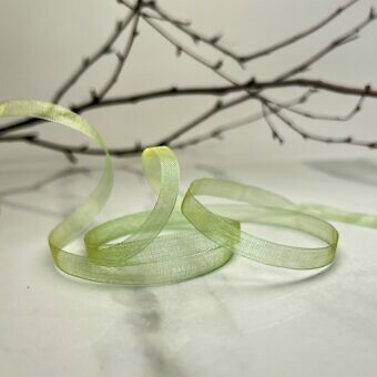 8mm Mokuba Organdy Spring Green with Yellow Shimmer Sheer Ribbon