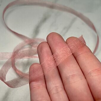 Alternative view of 8mm Mokuba Organdy Bright Pink Shimmer Sheer Ribbon