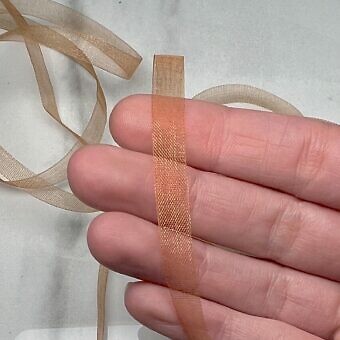 Alternative view of 8mm Mokuba Organdy Orange Shimmer Sheer Ribbon