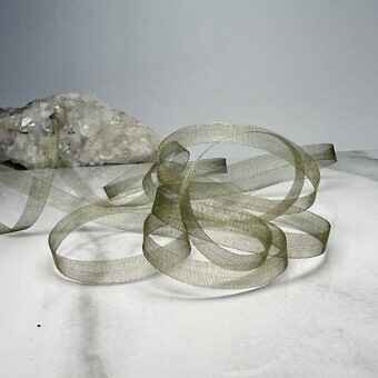 8mm Mokuba Organdy Olive Green Shimmer Sheer Ribbon