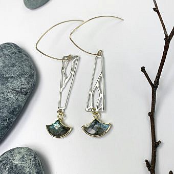 Alternative view of Large Marquise Hook Earrings Sterling Silver .925