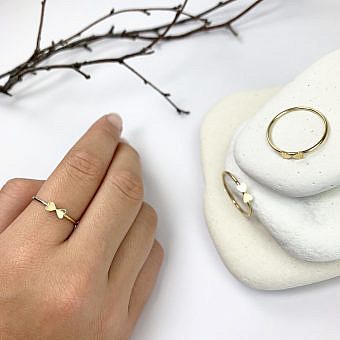 Double Mini Heart Stacking Ring 14kt Gold Filled Size 6