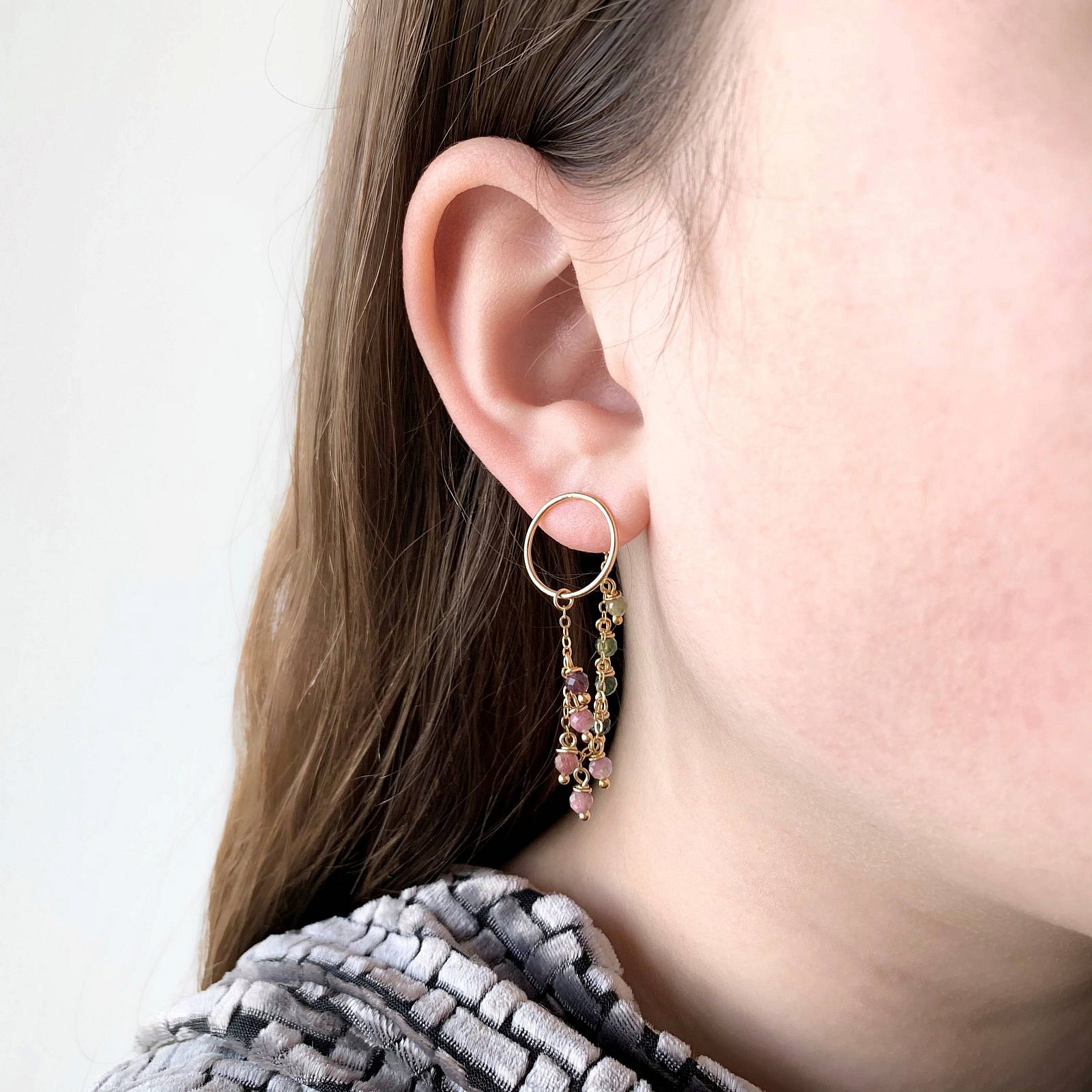 15mm Infinity Circle Studs Earrings 14kt Gold Filled - Image 3