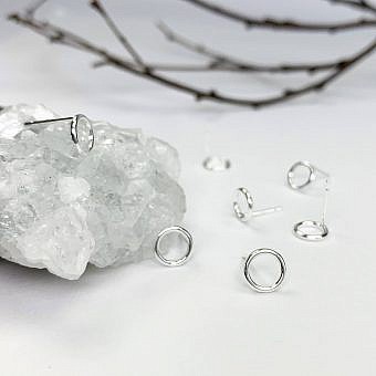 7mm Infinity Circle Studs Earrings Sterling Silver .925