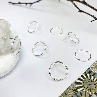 15mm Infinity Circle Studs Earrings Sterling Silver .925
