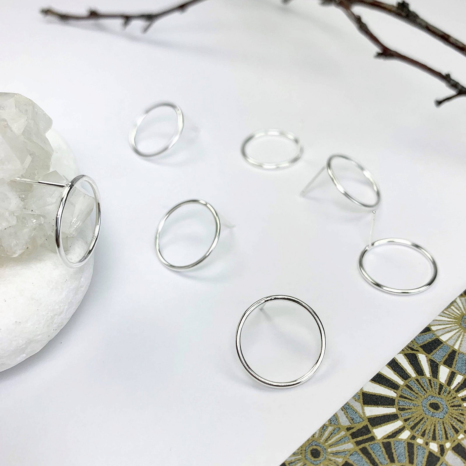 15mm Infinity Circle Studs Earrings Sterling Silver .925