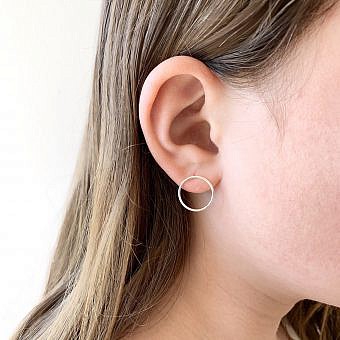 Alternative view of 15mm Infinity Circle Studs Earrings Sterling Silver .925