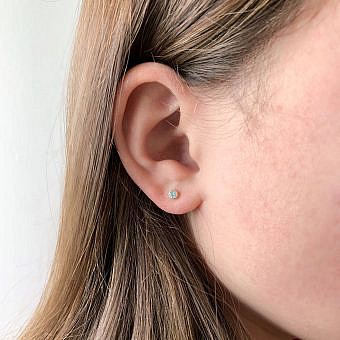Alternative view of 3.5mm Round Clear CZ Crystals Studs Earrings Sterling Silver .925