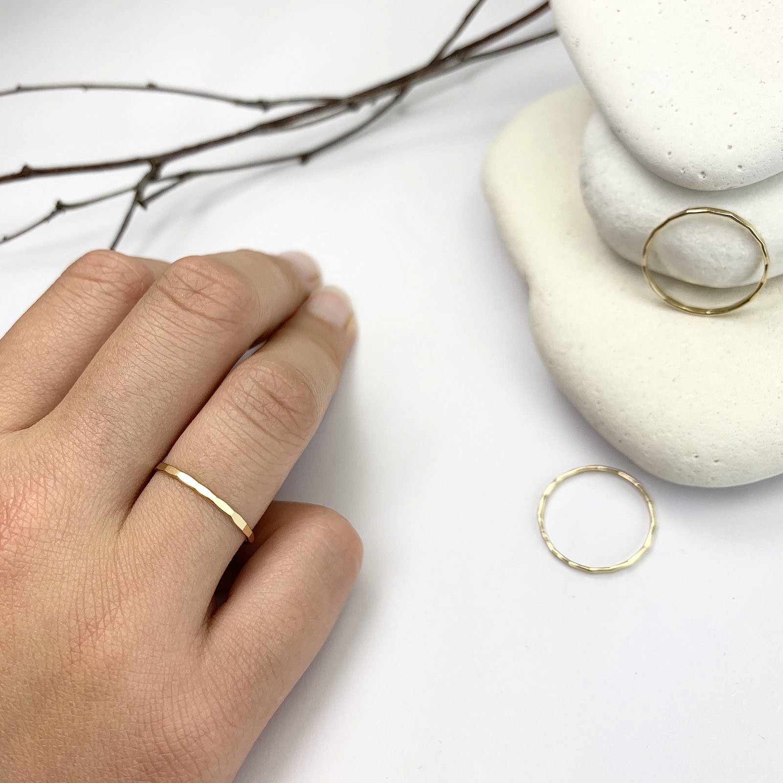 Hammered Stacking Ring 14kt Gold Filled Size 7