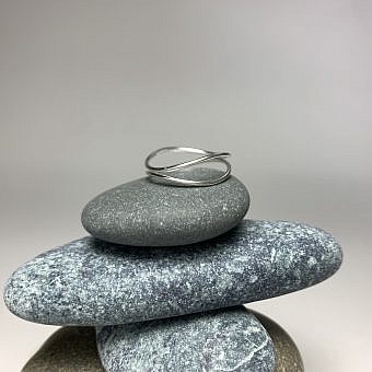 Double Wave Stacking Ring Sterling Silver .925 Size 7.5-8