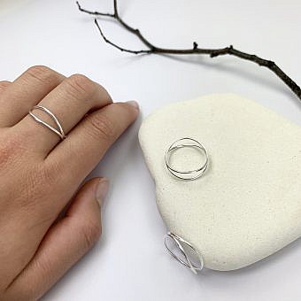Alternative view of Double Wave Stacking Ring Sterling Silver .925 Size 7.5-8