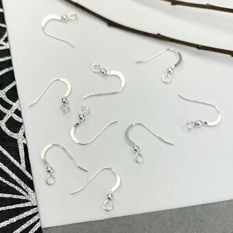 Half Flat Hook with Ball and Loop Earrings Sterling Silver .925