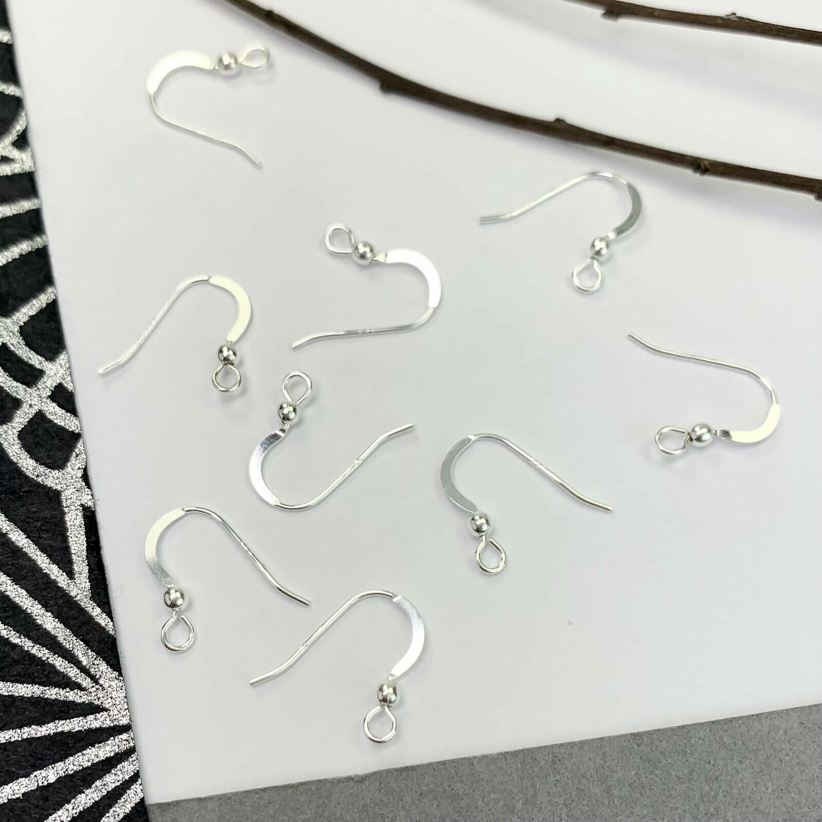 Half Flat Hook with Ball and Loop Earrings Sterling Silver .925