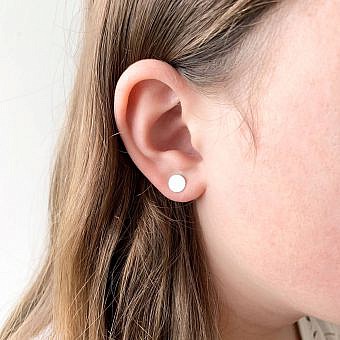 Alternative view of 7mm Full Moon Round Disc Blanks Studs Earrings Sterling Silver .925 Amoracast