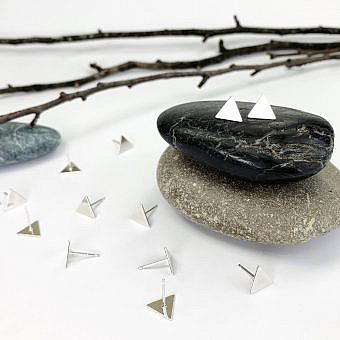 9mm Yield Triangle Disc Blanks Studs Earrings Sterling Silver .925 Amoracast