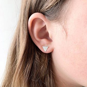 Alternative view of 9mm Yield Triangle Disc Blanks Studs Earrings Sterling Silver .925 Amoracast