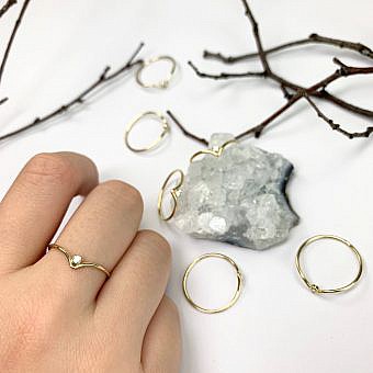 2mm CZ Clear Crystal Chevron Stacking Ring 14kt Gold Filled Size 7