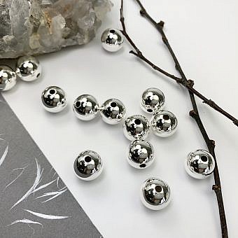12mm Seamless Smooth Round Beads Sterling Silver .925
