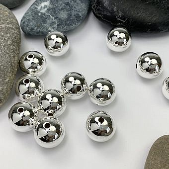 14mm Seamless Smooth Round Beads Sterling Silver .925