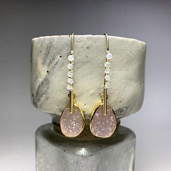Alternative view of Modern Sleek Hooks Earrings Satin 14kt Gold Vermeille Amoracast