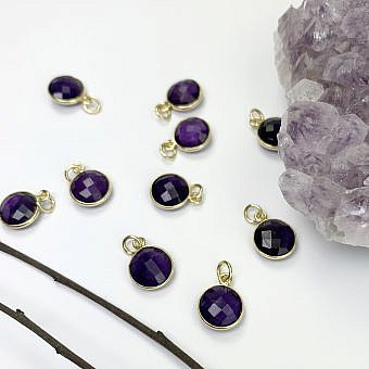 11mm bezel Amethyst Charm