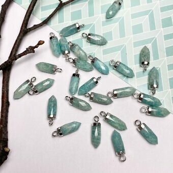 Russian Amazonite Mini Pendulum Sterling Silver Plated Copper - Pendants Charms