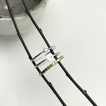 Alternative view of Tiny 2mm Clear Round Bezel Set CZ Crystal Stacking Ring Sterling Silver .925 Birthstones (April) Size 6