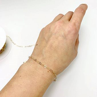 Alternative view of 3mm Heart Bubble Flat Cable Chain By the Meter 12kt Gold Filled