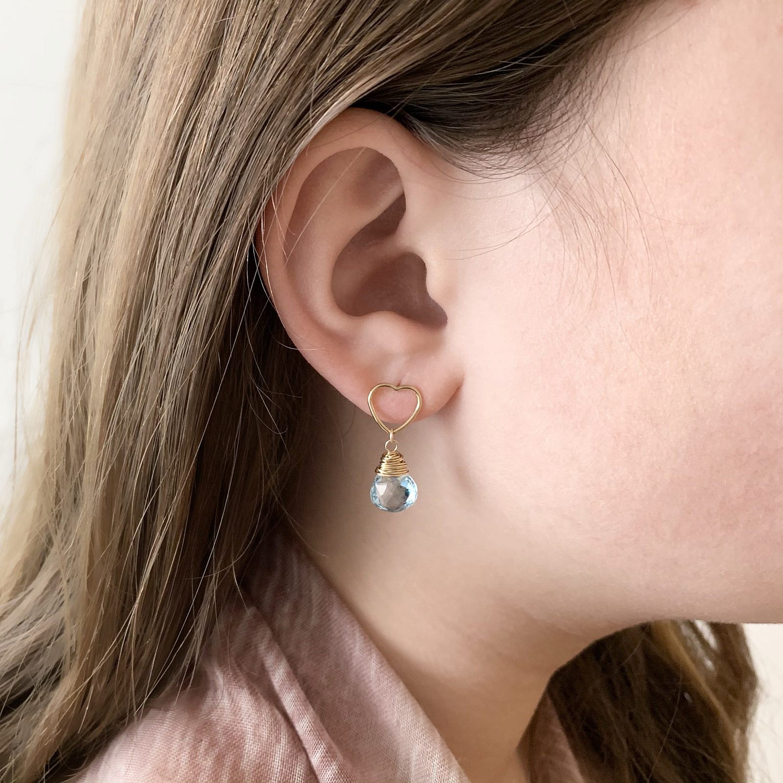 Heart Bubble Studs Earrings 14kt Gold Filled - Image 4