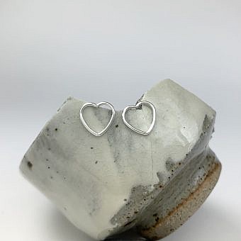 Heart Bubble Studs Earrings Sterling Silver .925