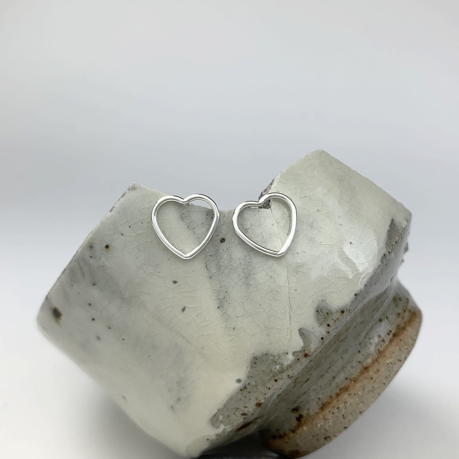 Heart Bubble Studs Earrings Sterling Silver .925