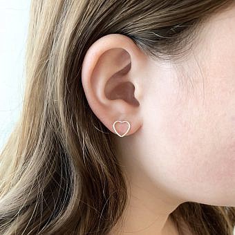 Alternative view of Heart Bubble Studs Earrings Sterling Silver .925