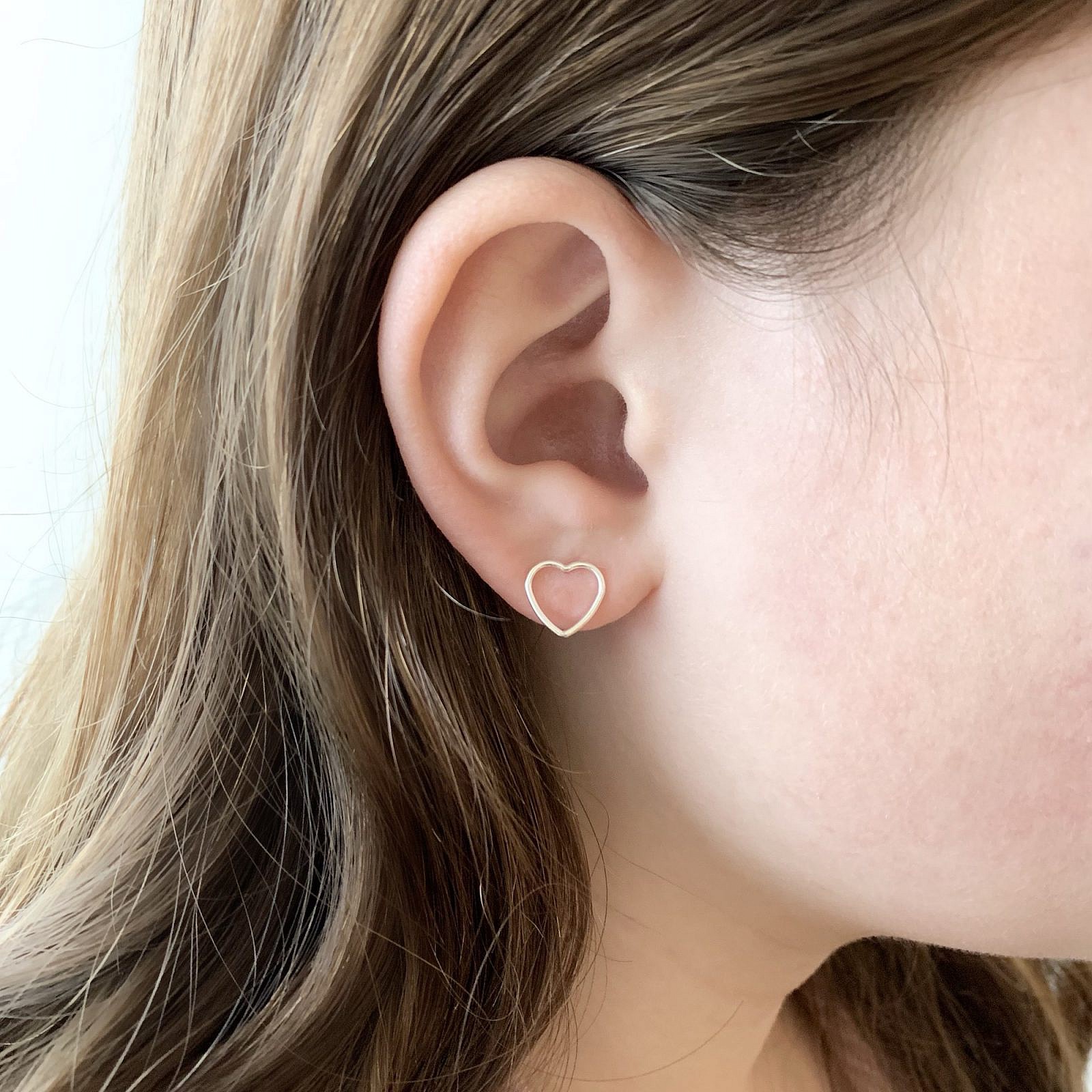 Heart Bubble Studs Earrings Sterling Silver .925 - Image 2