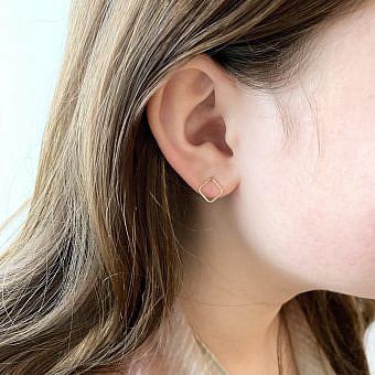 Alternative view of Diamond Bubble Studs Earrings 14kt Gold Filled