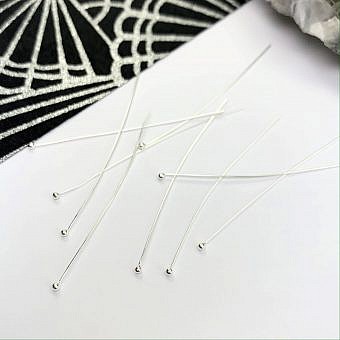 26ga 50mm Ball Pins Sterling Silver .925