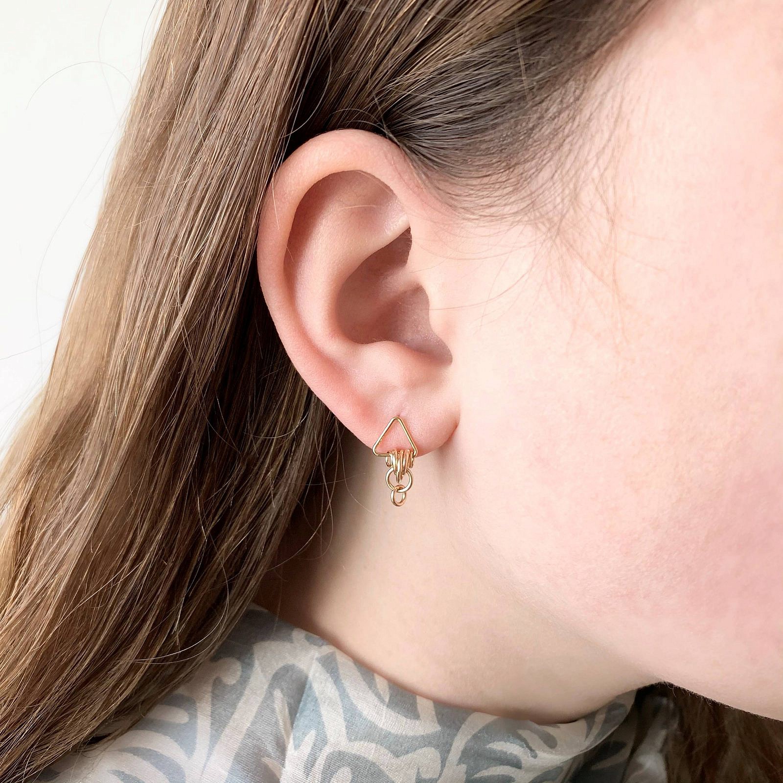 Prism Triangle Bubble Studs Earrings 14kt Gold Filled - Image 4