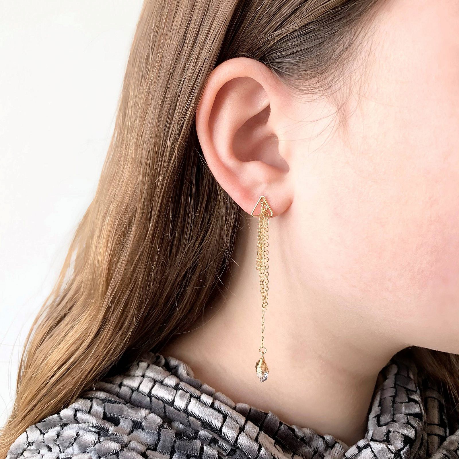 Prism Triangle Bubble Studs Earrings 14kt Gold Filled - Image 3