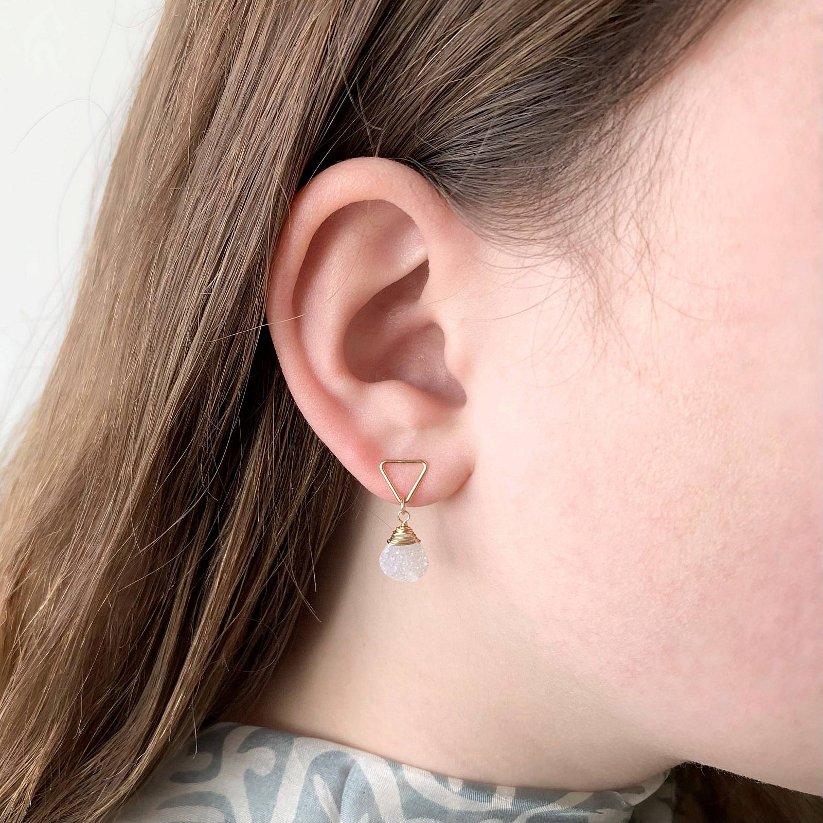 Yield Triangle Bubble Studs Earrings Sterling Silver .925 - Image 3