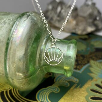 Alternative view of Sunrise Brushed Round Frame 14kt Gold Vermeille Amoracast - Pendants Charms