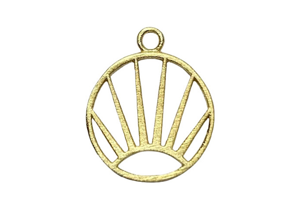 Sunrise Brushed Round Frame 14kt Gold Vermeille Amoracast - Pendants Charms