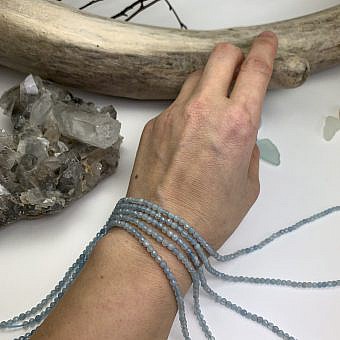 Alternative view of 2.75mm Micro Faceted Round Blue Aquamarine Beads