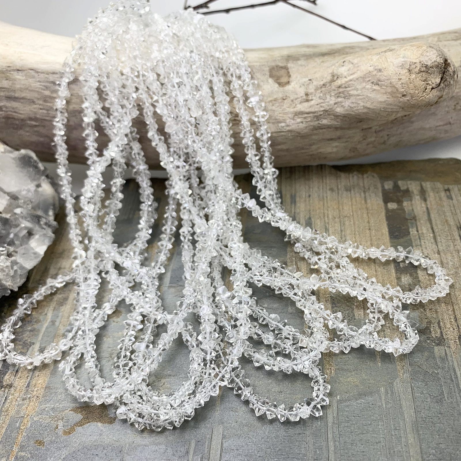 3.5x4.5mm Double Terminated Clear Herkimer Diamond Quartz Beads