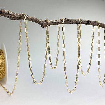 2.5mm Heavy Rectangle Paperclip Chain By the Meter 14kt Gold Filled