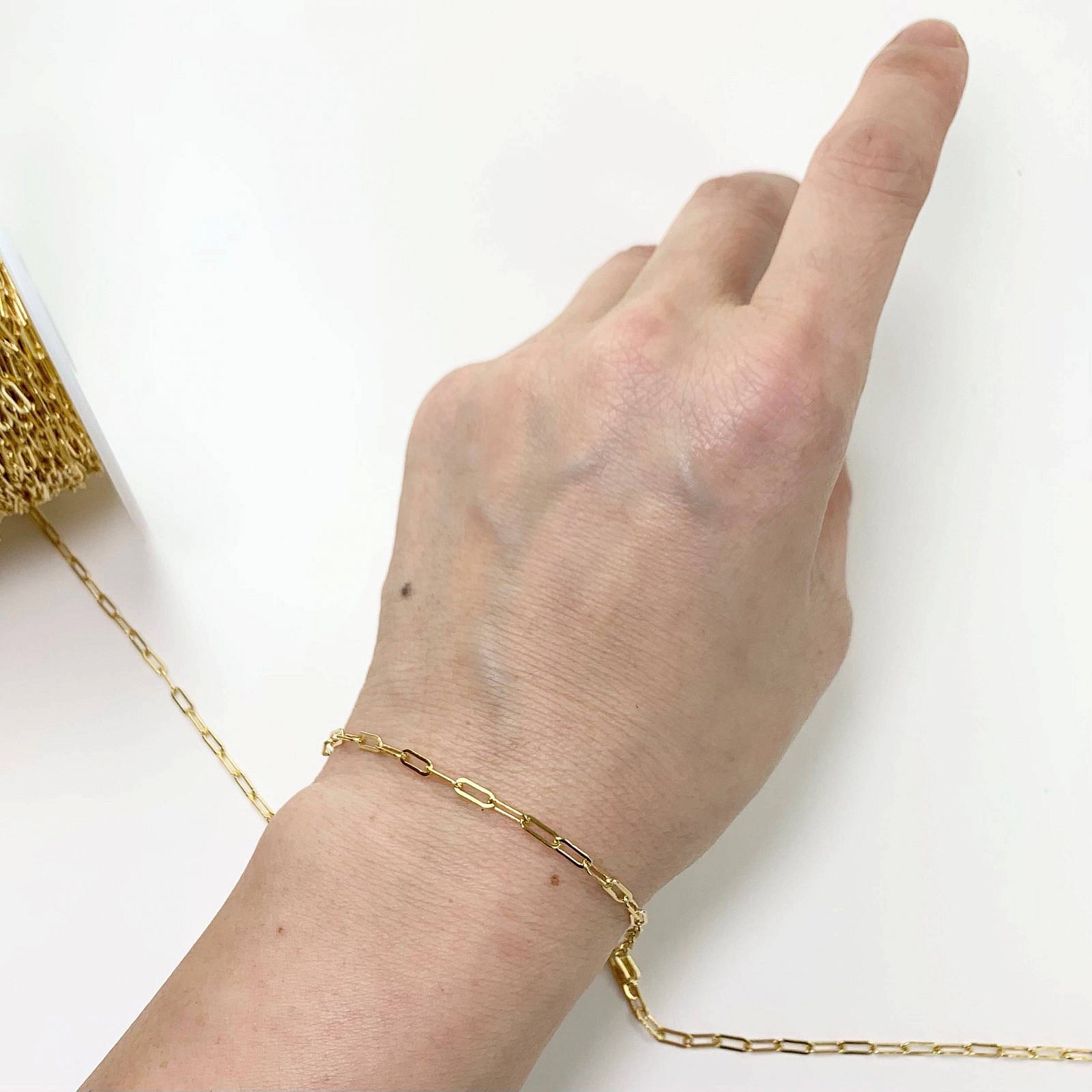 2.5mm Heavy Rectangle Paperclip Chain By the Meter 14kt Gold Filled - Image 2