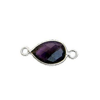Alternative view of Amethyst Teardrop Bezel Set Sterling Silver .925 - Connectors Pendants Charms (February)