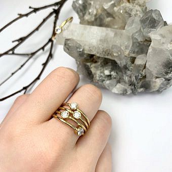 Alternative view of 4mm Solitaire CZ Crystal Stacking Ring 14kt Gold Filled Size 5