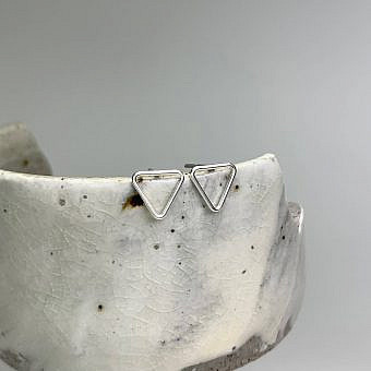 Yield Triangle Bubble Studs Earrings Sterling Silver .925